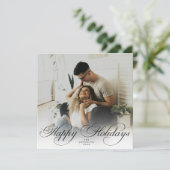 Modern Elegant Calligraphy Script Christmas Photo シーズンカード (スタンド正面)
