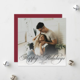 Modern Elegant Calligraphy Script Christmas Photo シーズンカード