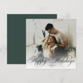 Modern Elegant Calligraphy Script Christmas Photo シーズンカード (正面/裏面)