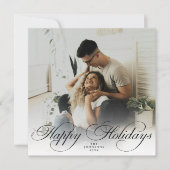  Modern Elegant Calligraphy Script Christmas Photo シーズンカード (正面)