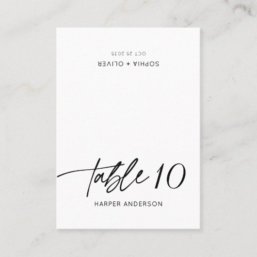 Modern Elegant Calligraphy Script Wedding Guest プレイスカード (正面)