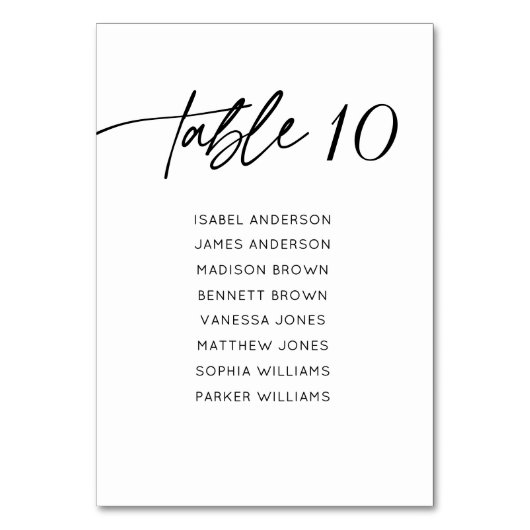 Modern Elegant Calligraphy Script Wedding Seating テーブルナンバー (正面)
