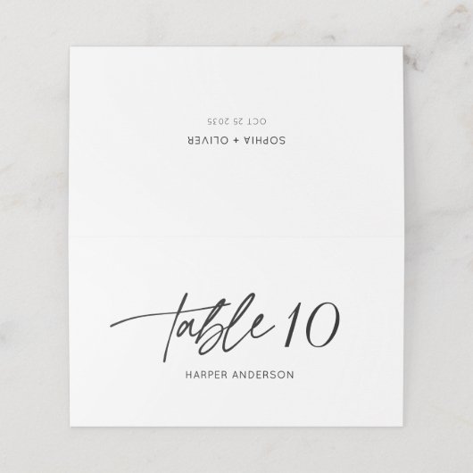 Modern Elegant Calligraphy Script Wedding Seating プレイスカード (外部開封)