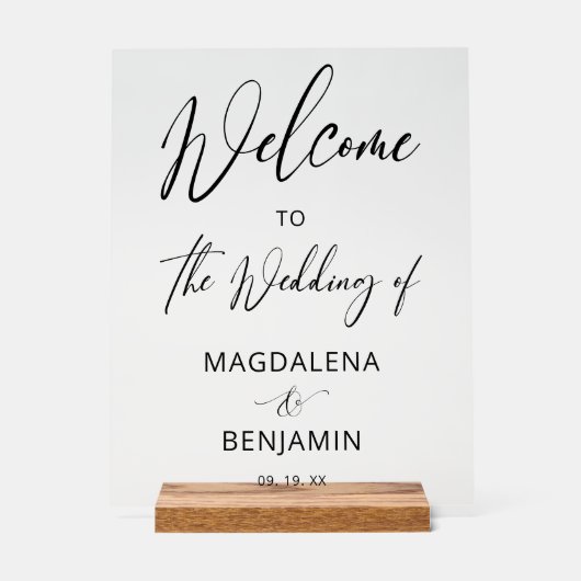 Modern Elegant Calligraphy Wedding Welcome アクリルサイン (正面)