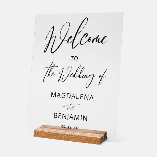 Modern Elegant Calligraphy Wedding Welcome アクリルサイン (傾斜)