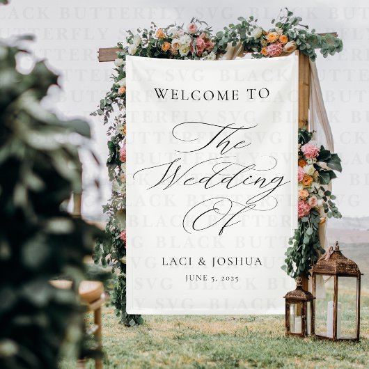Modern Elegant Calligraphy Wedding Welcome Sign 横断幕