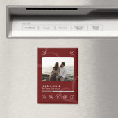 Modern Elegant Chic Music Player Photo Valentine's マグネット (インサイチュ (食洗機))