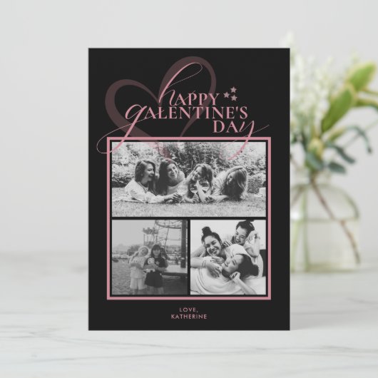 Modern Elegant Chic Photo Galentine's Day Card (スタンド正面)