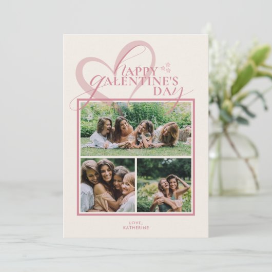Modern Elegant Chic Photo Galentine's Day Card (スタンド正面)