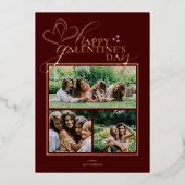 Modern Elegant Chic Photo Galentine's Day Card 箔シーズンカード (正面)