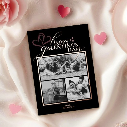 Modern Elegant Chic Photo Galentine's Day Card 箔シーズンカード