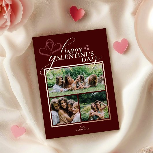 Modern Elegant Chic Photo Galentine's Day Card 箔シーズンカード