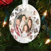 Modern Elegant Chic Photo Glass Silver Snow オーナメント