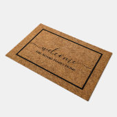 Modern Elegant Chic Script Family Name Welcome ドアマット (アングル)