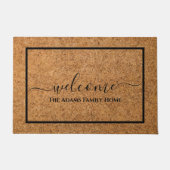 Modern Elegant Chic Script Family Name Welcome ドアマット (正面)