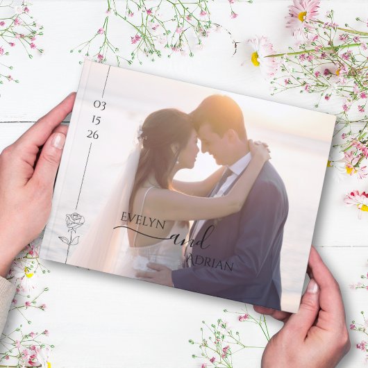 Modern Elegant Chic Typography Photo Wedding  ゲストブック