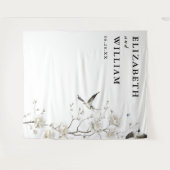 Modern Elegant Chinoiserie Wedding Photo Backdrop タペストリー (正面(横))