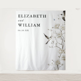 Modern Elegant Chinoiserie Wedding Photo Backdrop タペストリー