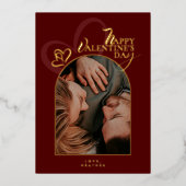 Modern Elegant Classic Chic Photopop Valentines 箔シーズンカード (正面)