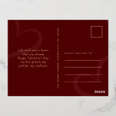 Modern Elegant Classic Chic Valentines Day Photo 箔シーズンポストカード (裏面)
