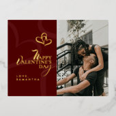 Modern Elegant Classic Chic Valentines Day Photo 箔シーズンポストカード (正面)