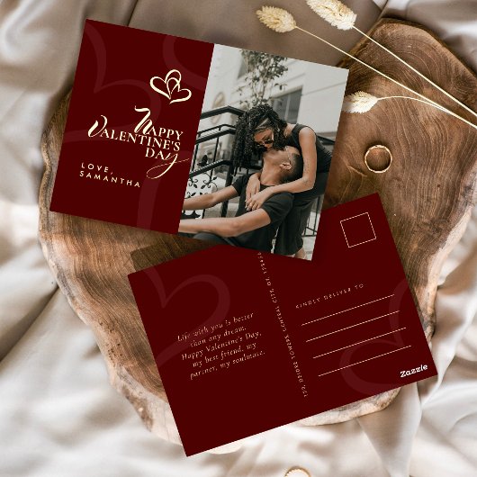 Modern Elegant Classic Chic Valentines Day Photo 箔シーズンポストカード