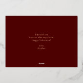 Modern Elegant Classic Red Chic Valentines Photo 箔シーズンカード (裏面)