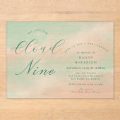 Modern Elegant Cloud Nine Baby Shower アクリル招待状 (正面)