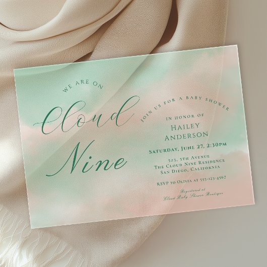 Modern Elegant Cloud Nine Baby Shower アクリル招待状
