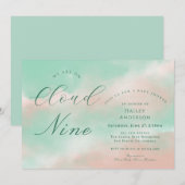 Modern Elegant Cloud Nine Baby Shower 招待状 (正面/裏面)