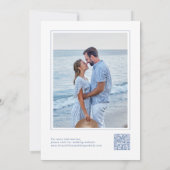 Modern Elegant Coastal Chic Blue Wedding Photo セーブザデート (裏面)