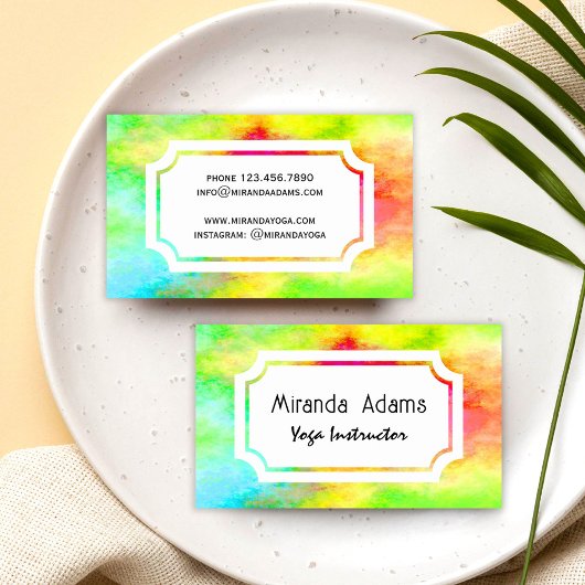 Modern Elegant Colorful Watercolor Yoga Instructor 名刺