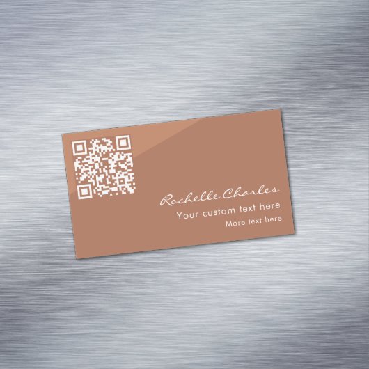 Modern Elegant Copper Tan QR Code  マグネット名刺 (インサイチュ)