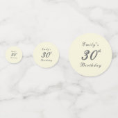 Modern Elegant Cream 30th Birthday Party コンフェッティ (裏面)