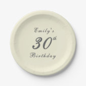 Modern Elegant Cream 30th Birthday Party ペーパープレート (正面)