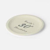 Modern Elegant Cream 30th Birthday Party ペーパープレート (アングル)