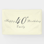 Modern Elegant Cream 40th Birthday Party 横断幕 (横)