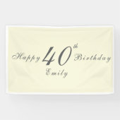 Modern Elegant Cream 40th Birthday Party 横断幕 (横)