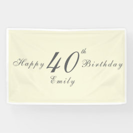 Modern Elegant Cream 40th Birthday Party 横断幕