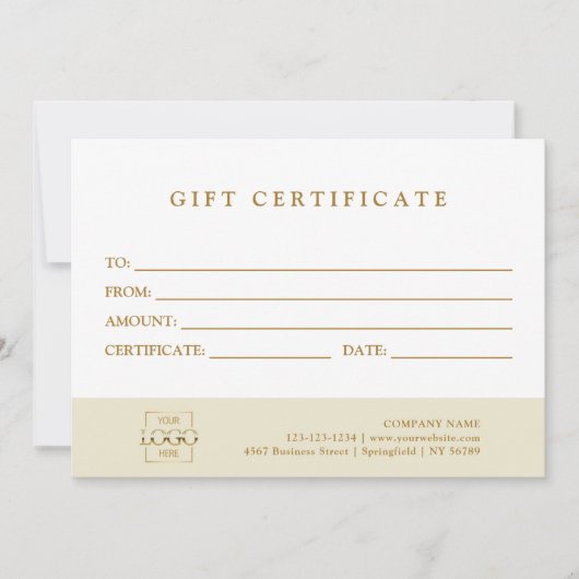 Modern Elegant Custom Business Gift Certificate (正面)