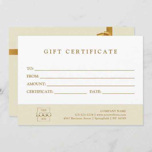 Modern Elegant Custom Business Gift Certificate (正面/裏面)