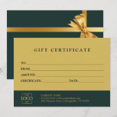 Modern Elegant Custom Business Gift Certificate (正面/裏面)