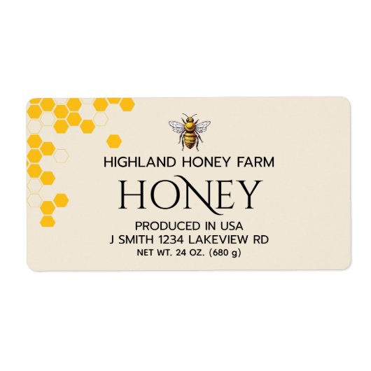  Modern Elegant Custom Honey Labels ラベル (正面)