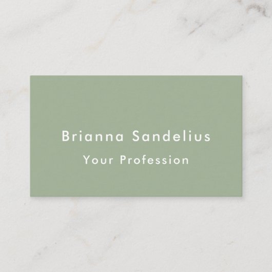 Modern Elegant Custom Sage Green Professional 名刺 (正面)