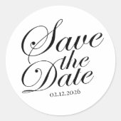 Modern Elegant Custom Save The Date | Black Text ラウンドシール (正面)