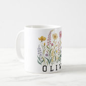 Modern elegant cute girly simple wildflowers  コーヒーマグカップ (正面左)