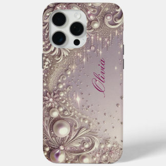 Modern elegant cute golden pearls Valentine’s Day iPhone 15 Pro Maxケース