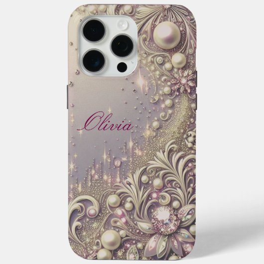 Modern elegant cute golden pearls Valentine’s Day Case-Mate iPhoneケース (裏面)