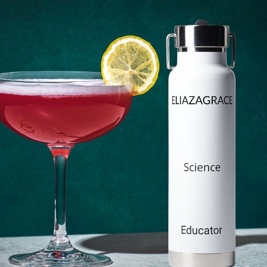 Modern Elegant Cute Minimalist Personalize Teacher ウォーターボトル