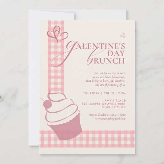 Modern Elegant Cute Pink Typography Galentine's 招待状 (正面)